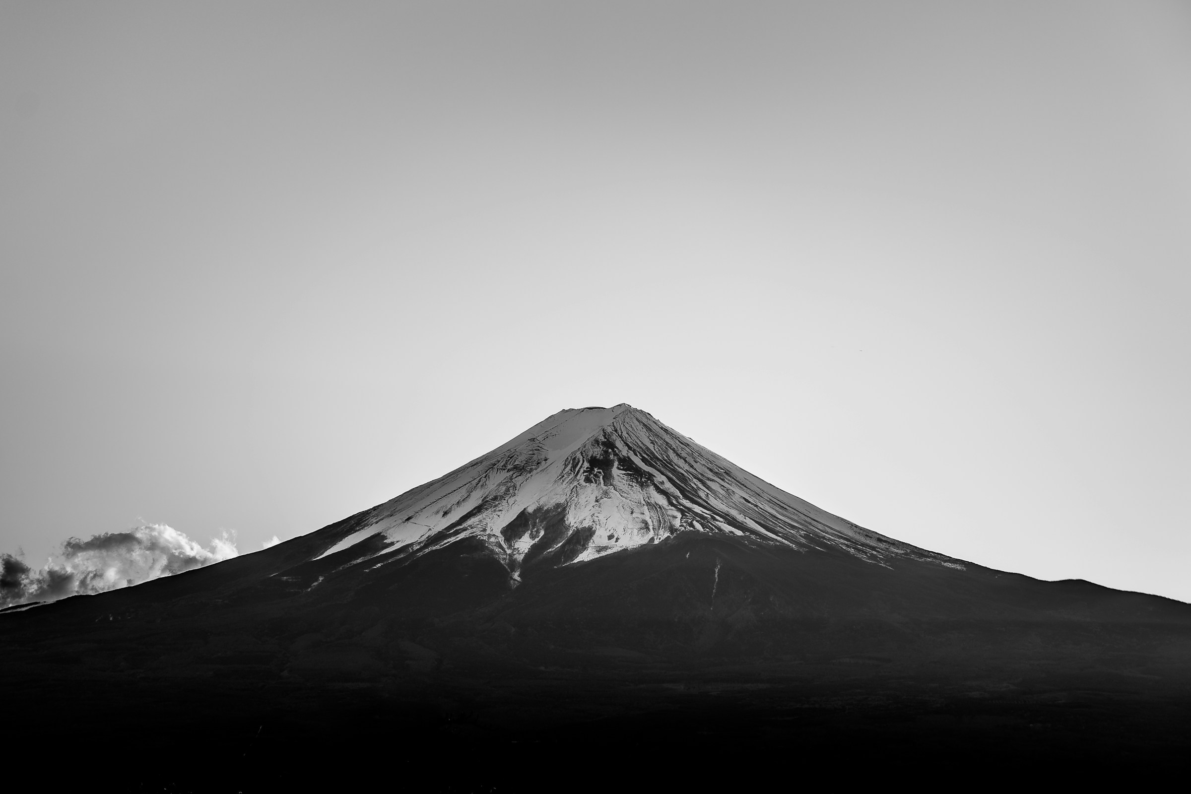 Mount Fuji in black and white